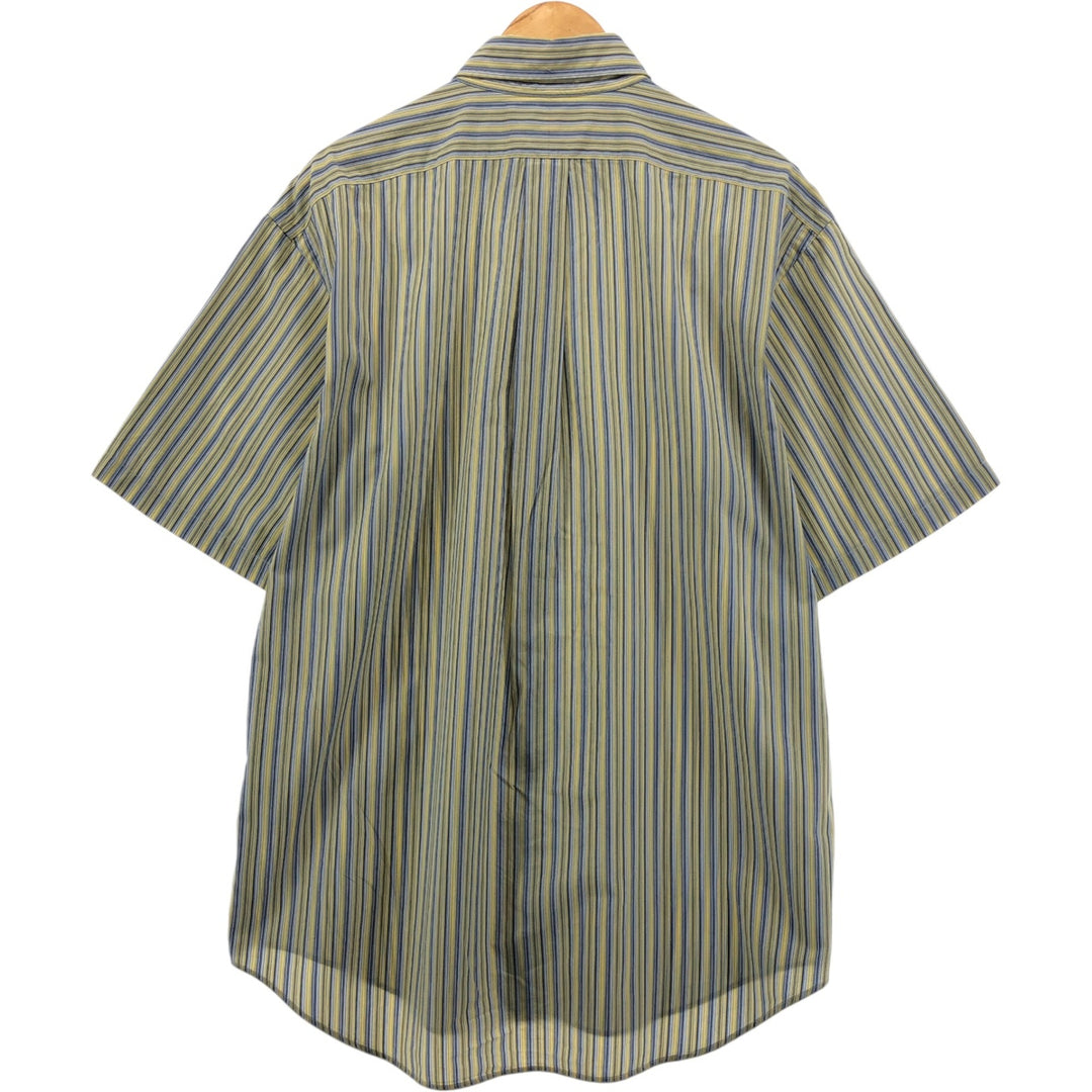 Ralph Lauren YARMOUTH Multi-stripe short sleeve button-down striped shirt, men's XL size cotton yellow type Vintage Second Hand