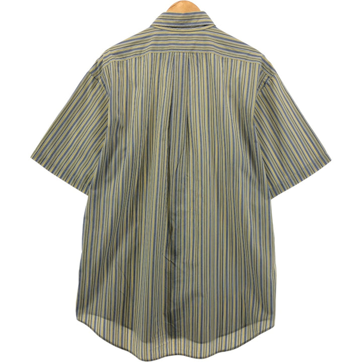 Ralph Lauren YARMOUTH Multi-stripe short sleeve button-down striped shirt, men's XL size cotton yellow type Vintage Second Hand