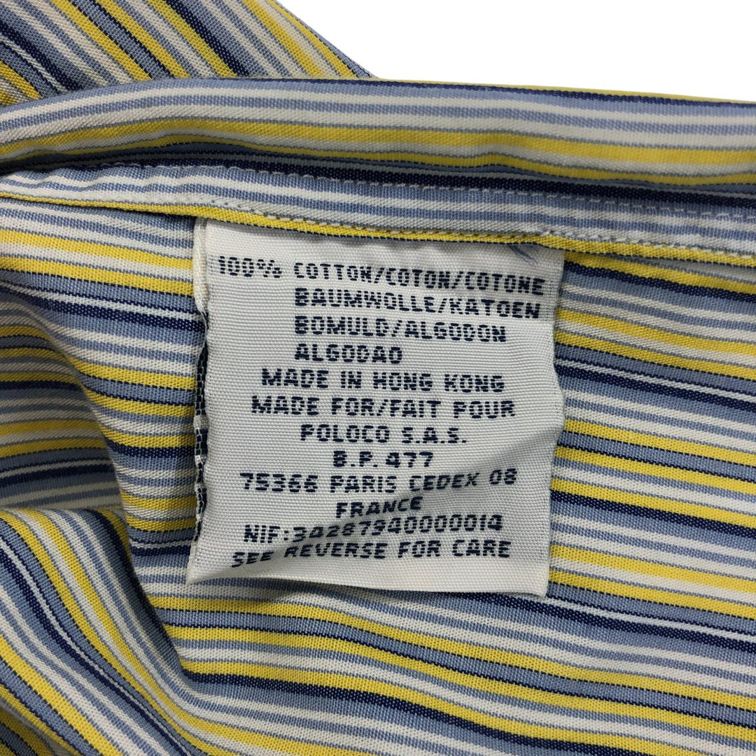 Ralph Lauren YARMOUTH Multi-stripe short sleeve button-down striped shirt, men's XL size cotton yellow type Vintage Second Hand