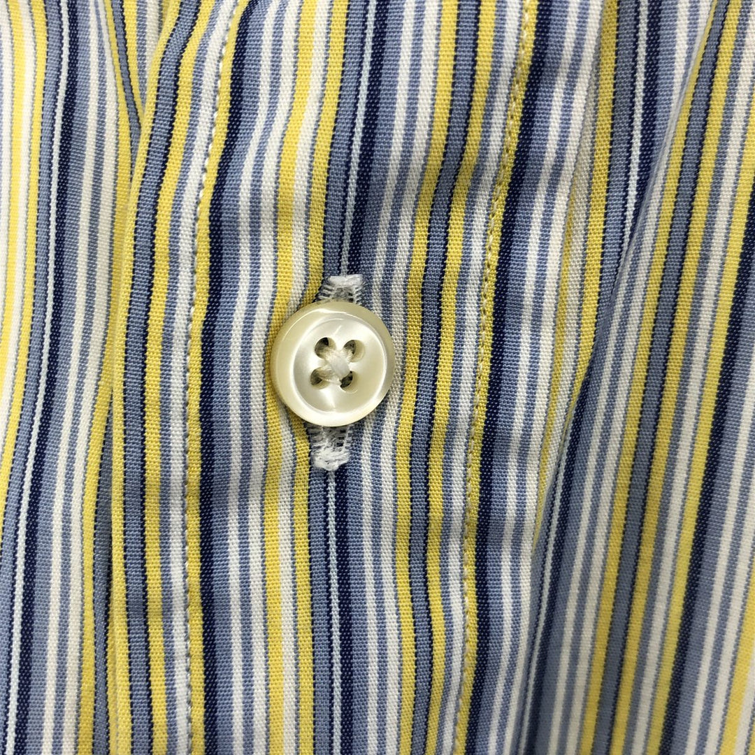 Ralph Lauren YARMOUTH Multi-stripe short sleeve button-down striped shirt, men's XL size cotton yellow type Vintage Second Hand