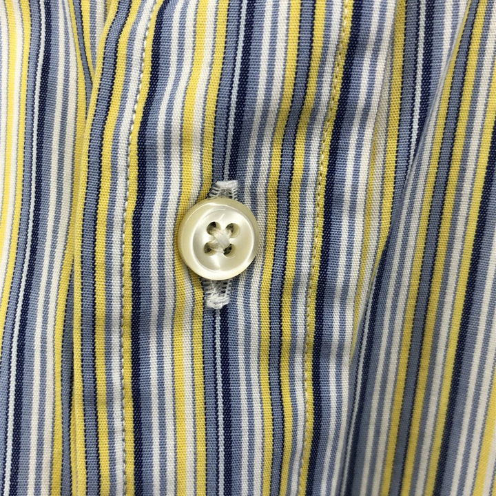 Ralph Lauren YARMOUTH Multi-stripe short sleeve button-down striped shirt, men's XL size cotton yellow type Vintage Second Hand