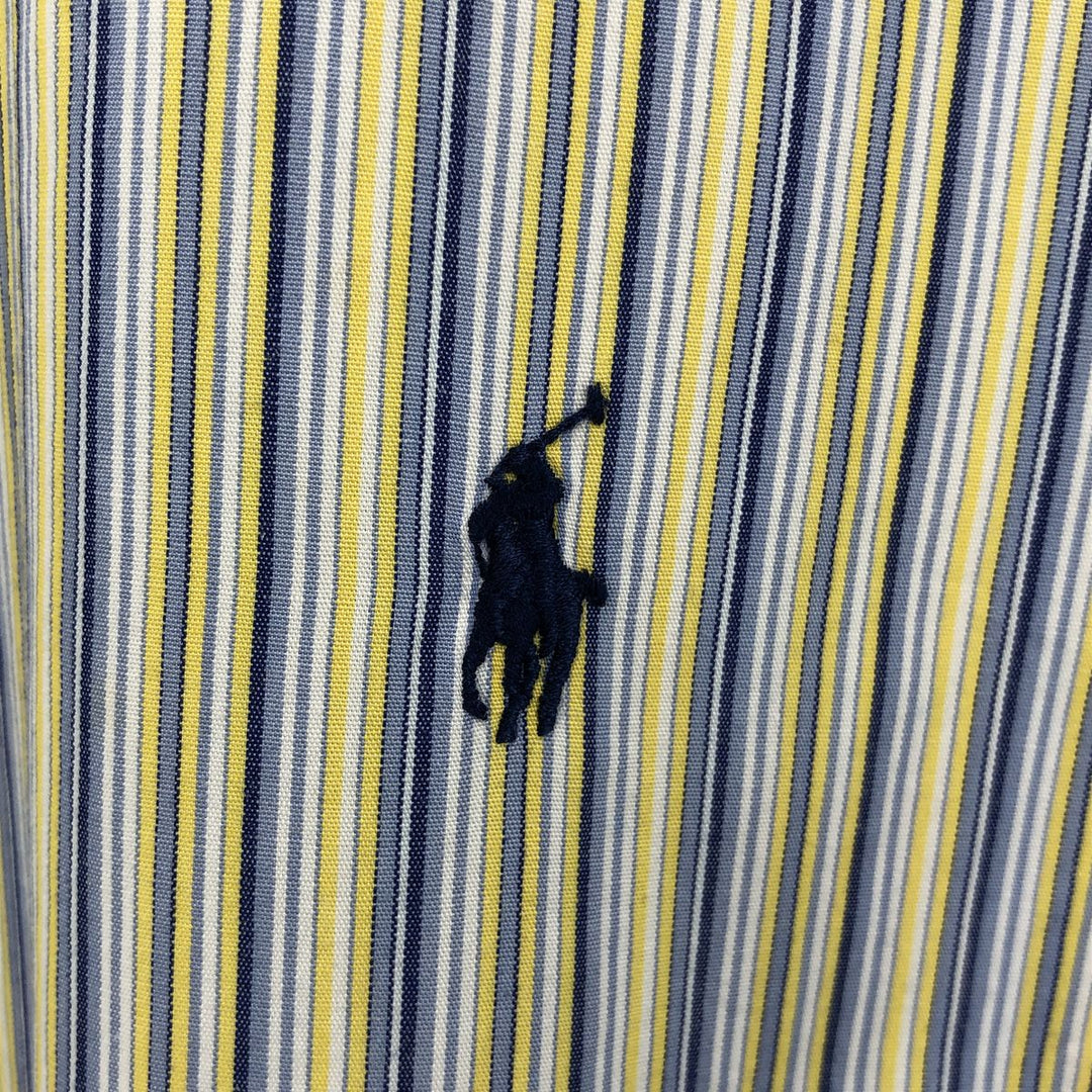 Ralph Lauren YARMOUTH Multi-stripe short sleeve button-down striped shirt, men's XL size cotton yellow type Vintage Second Hand