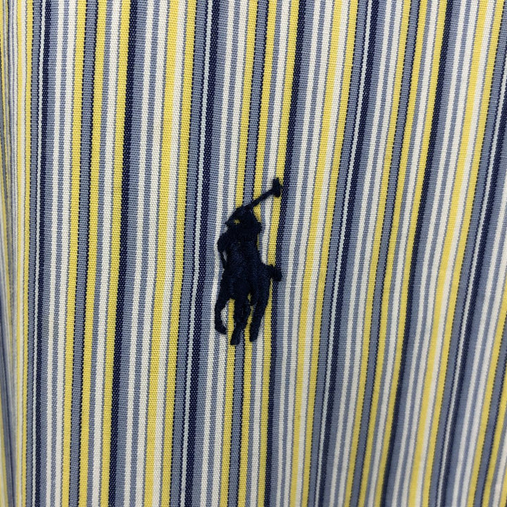 Ralph Lauren YARMOUTH Multi-stripe short sleeve button-down striped shirt, men's XL size cotton yellow type Vintage Second Hand