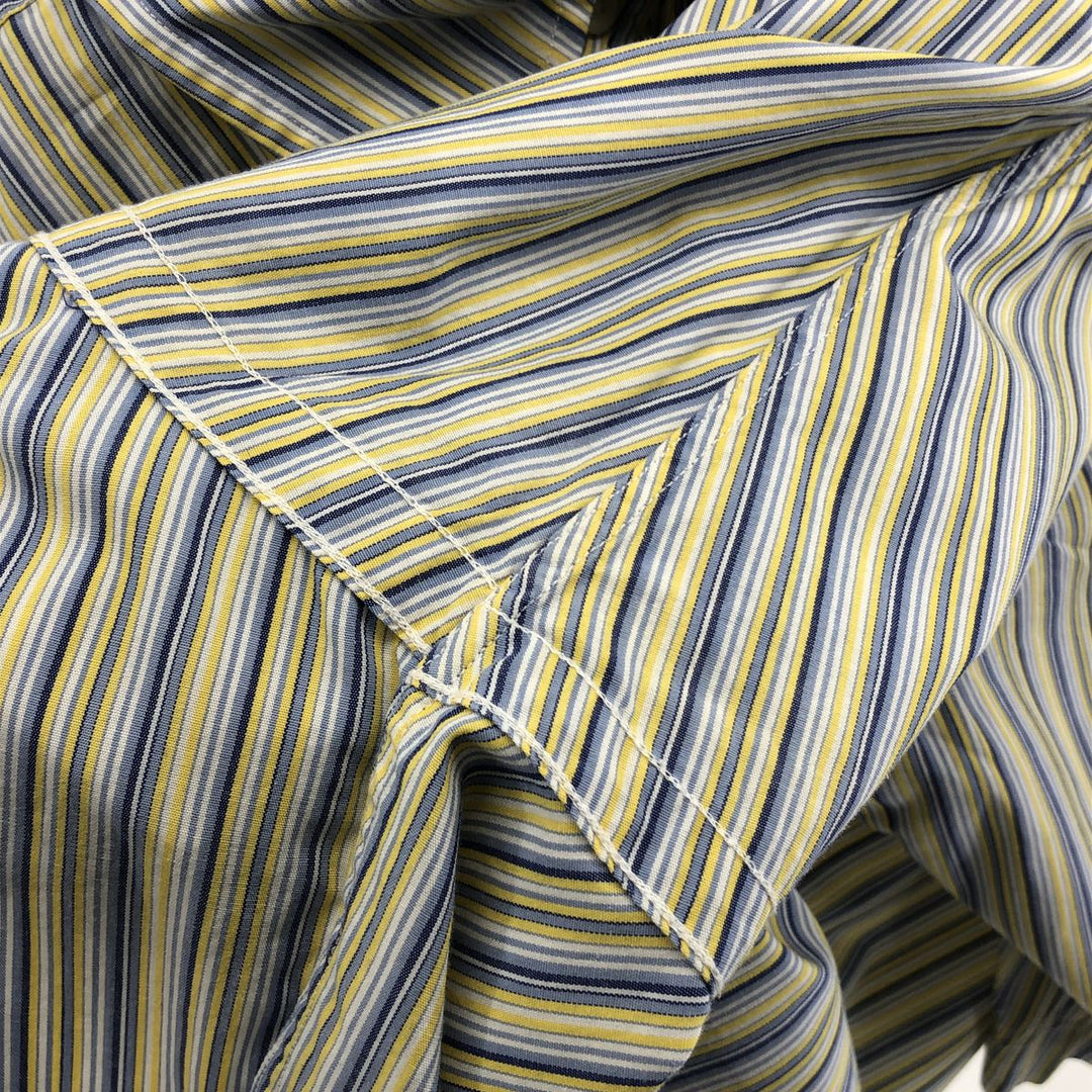 Ralph Lauren YARMOUTH Multi-stripe short sleeve button-down striped shirt, men's XL size cotton yellow type Vintage Second Hand