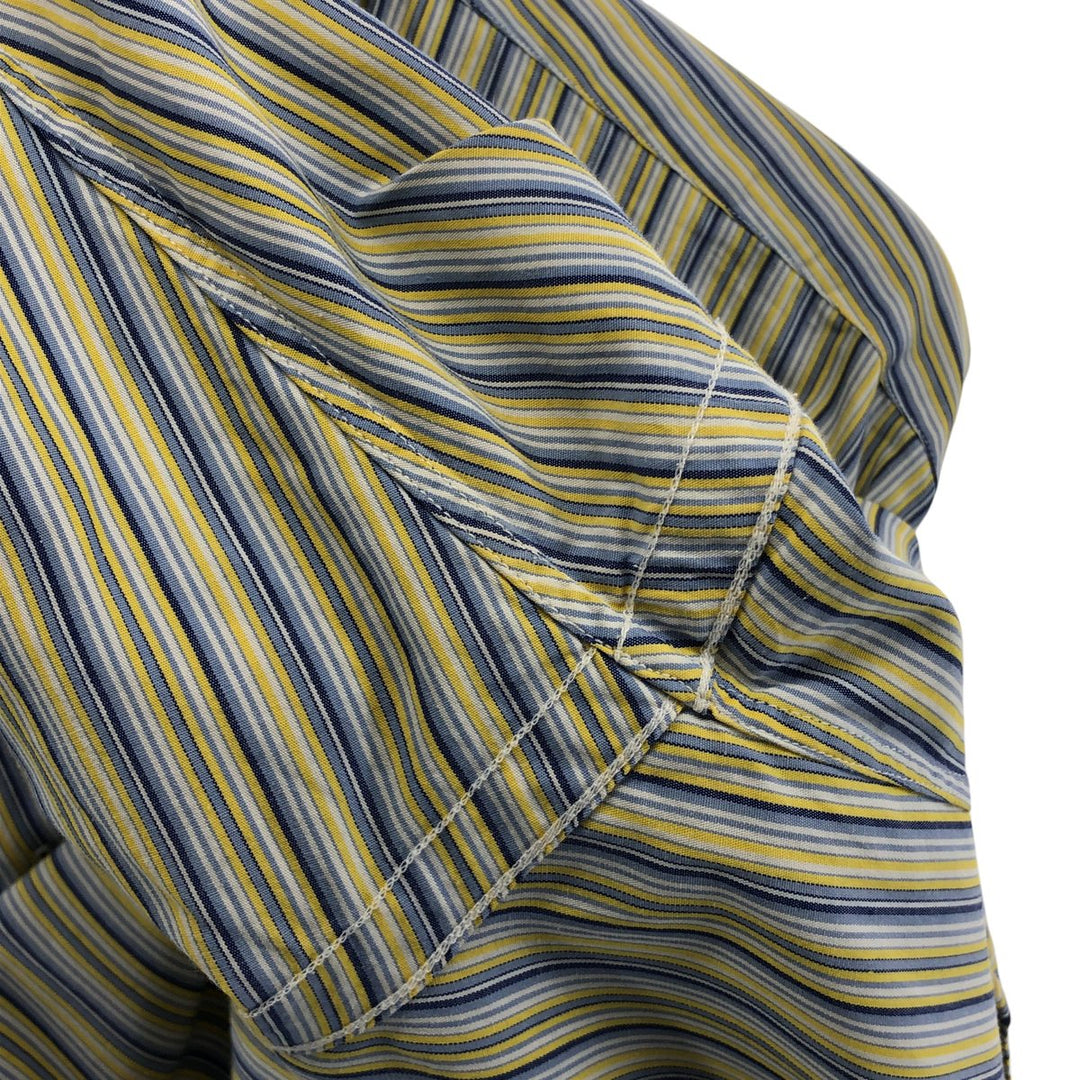 Ralph Lauren YARMOUTH Multi-stripe short sleeve button-down striped shirt, men's XL size cotton yellow type Vintage Second Hand