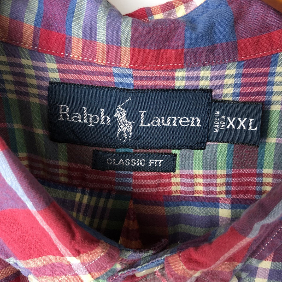 Ralph Lauren CLASSIC FIT Classic Fit Madras Check Short Sleeve Button Down Check Shirt Men's XXL cotton multicolor Vintage Second Hand