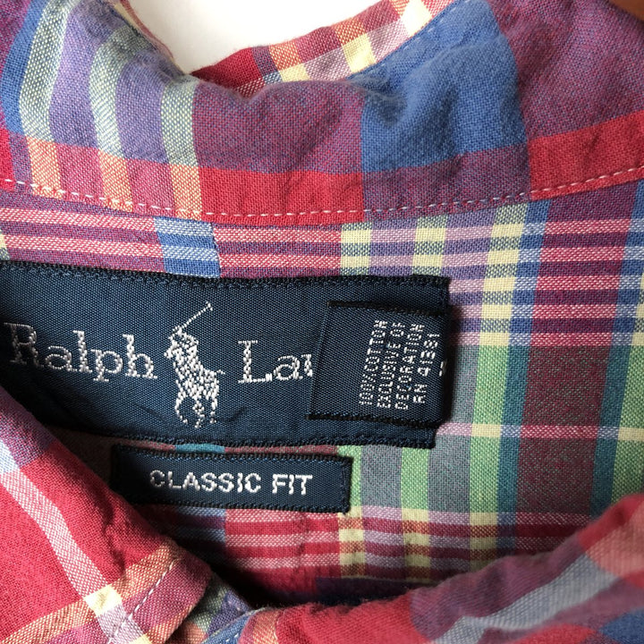 Ralph Lauren CLASSIC FIT Classic Fit Madras Check Short Sleeve Button Down Check Shirt Men's XXL cotton multicolor Vintage Second Hand