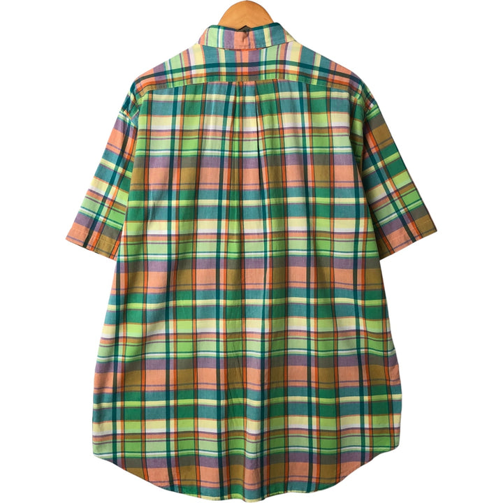 Ralph Lauren Classic Fit Short Sleeve Button Down Check Shirt Men's XL cotton green type yellow green Vintage Second Hand