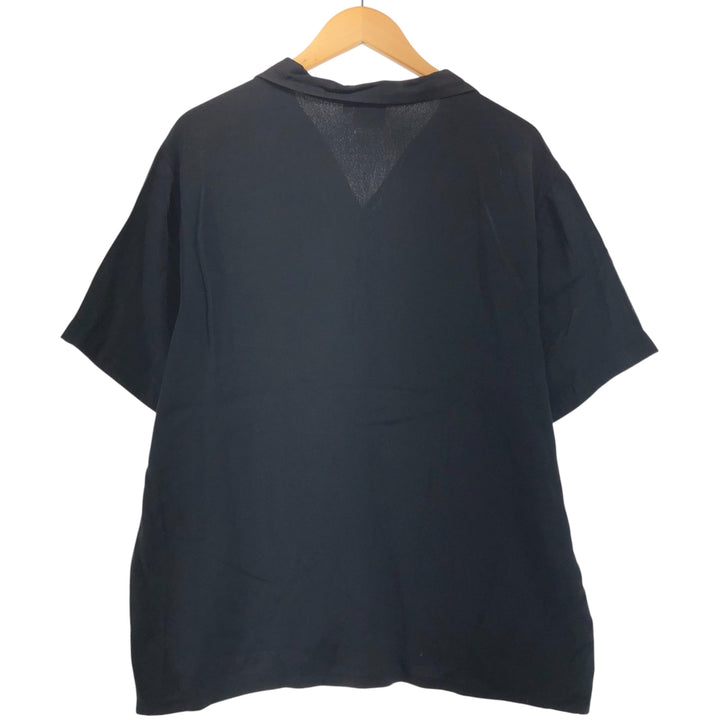 DA VINCI Open Collar Bowling Shirt Box Shirt Made in USA Men's XL Rayon black type Vintage Second Hand