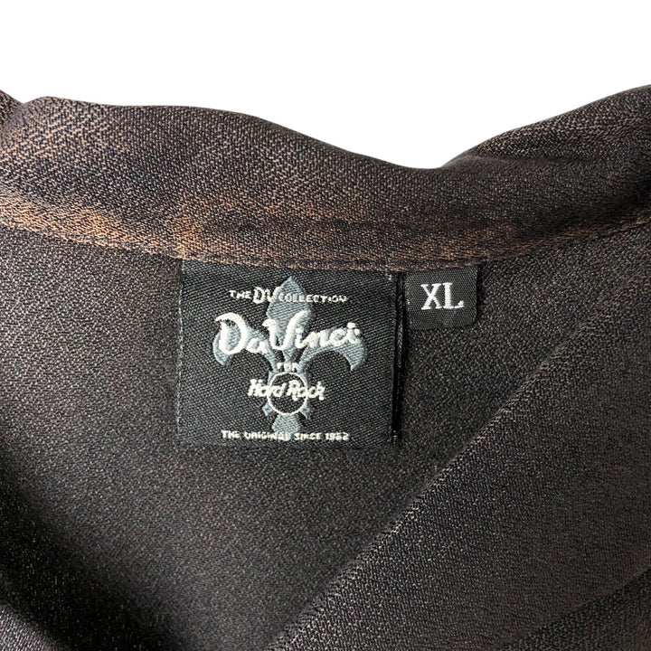 DA VINCI Open Collar Bowling Shirt Box Shirt Made in USA Men's XL Rayon black type Vintage Second Hand