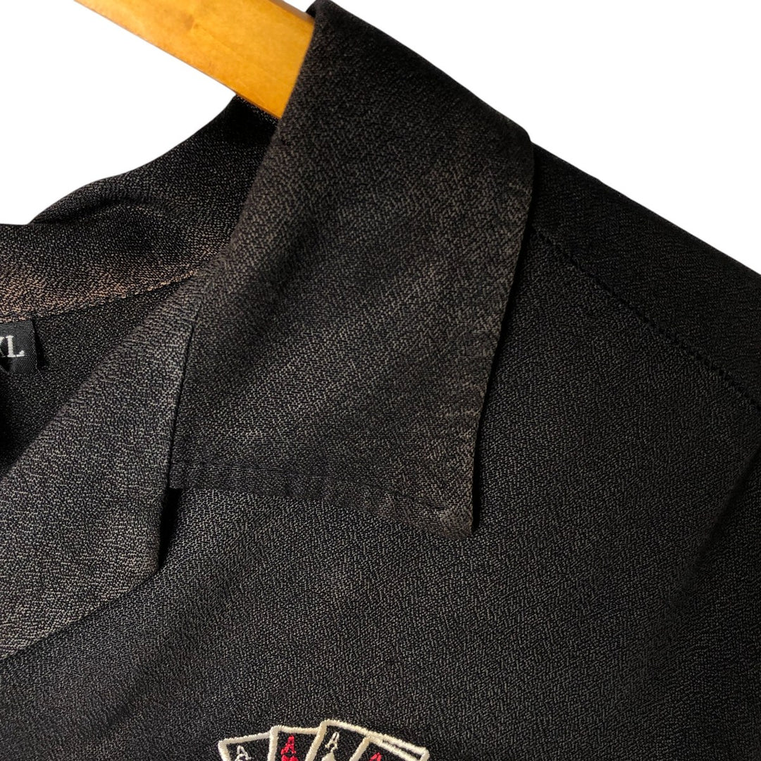 DA VINCI Open Collar Bowling Shirt Box Shirt Made in USA Men's XL Rayon black type Vintage Second Hand