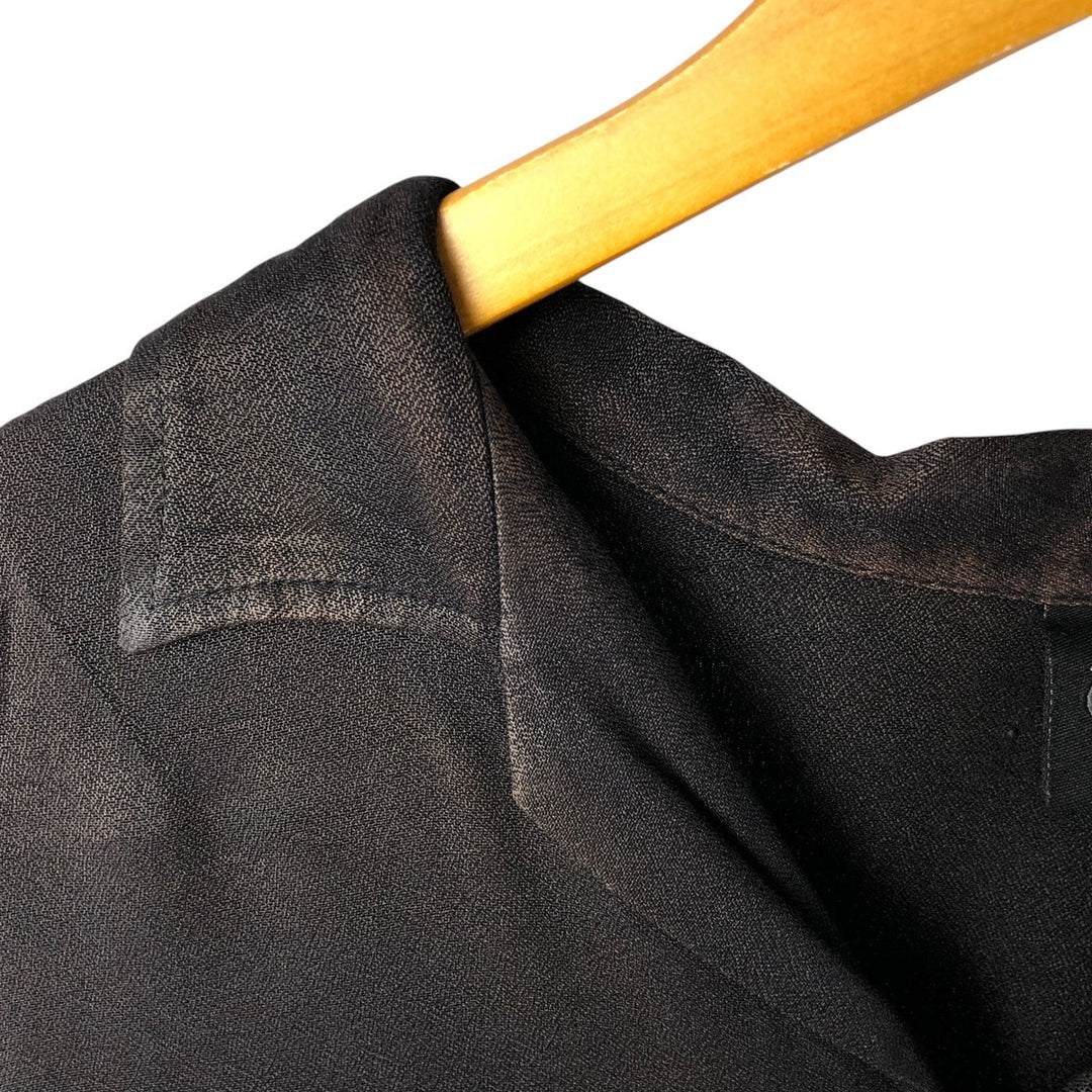 DA VINCI Open Collar Bowling Shirt Box Shirt Made in USA Men's XL Rayon black type Vintage Second Hand
