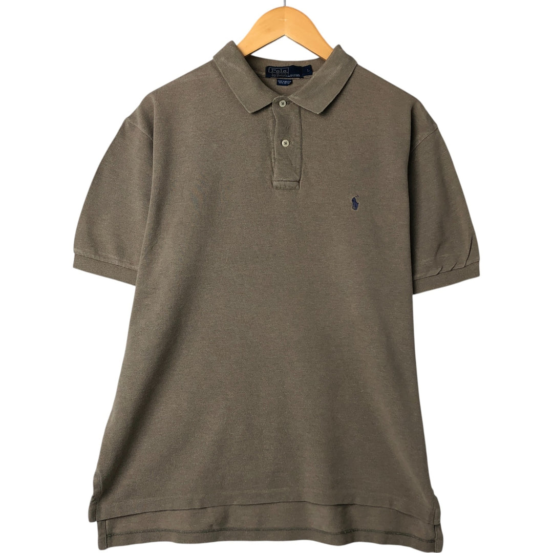 Ralph Lauren POLO by Ralph Lauren short sleeve polo shirt, men's size L cotton Khaki type beige Vintage Second Hand