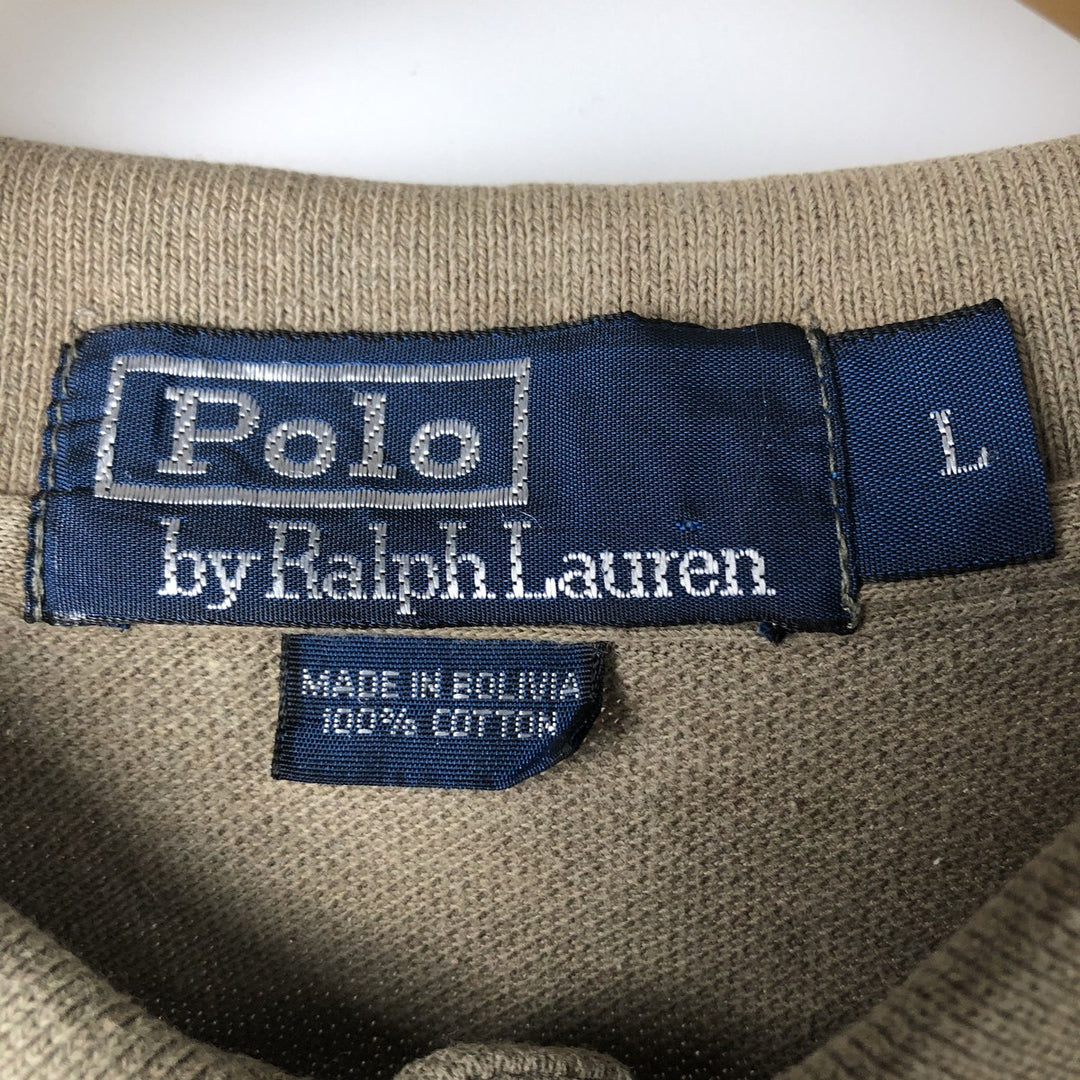 Ralph Lauren POLO by Ralph Lauren short sleeve polo shirt, men's size L cotton Khaki type beige Vintage Second Hand