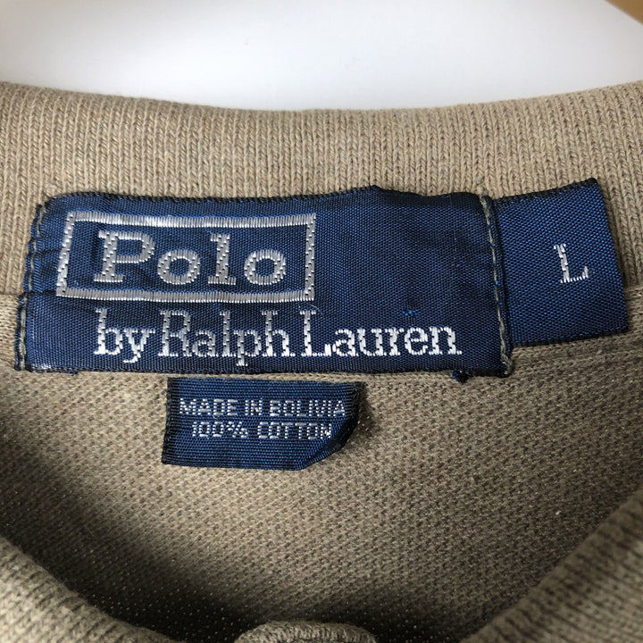 Ralph Lauren POLO by Ralph Lauren short sleeve polo shirt, men's size L cotton Khaki type beige Vintage Second Hand
