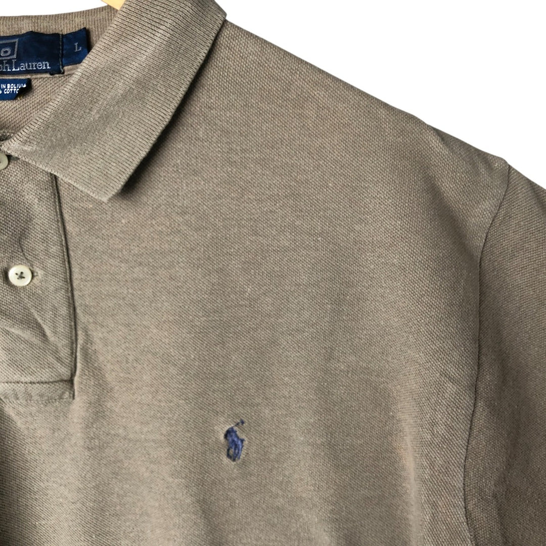 Ralph Lauren POLO by Ralph Lauren short sleeve polo shirt, men's size L cotton Khaki type beige Vintage Second Hand