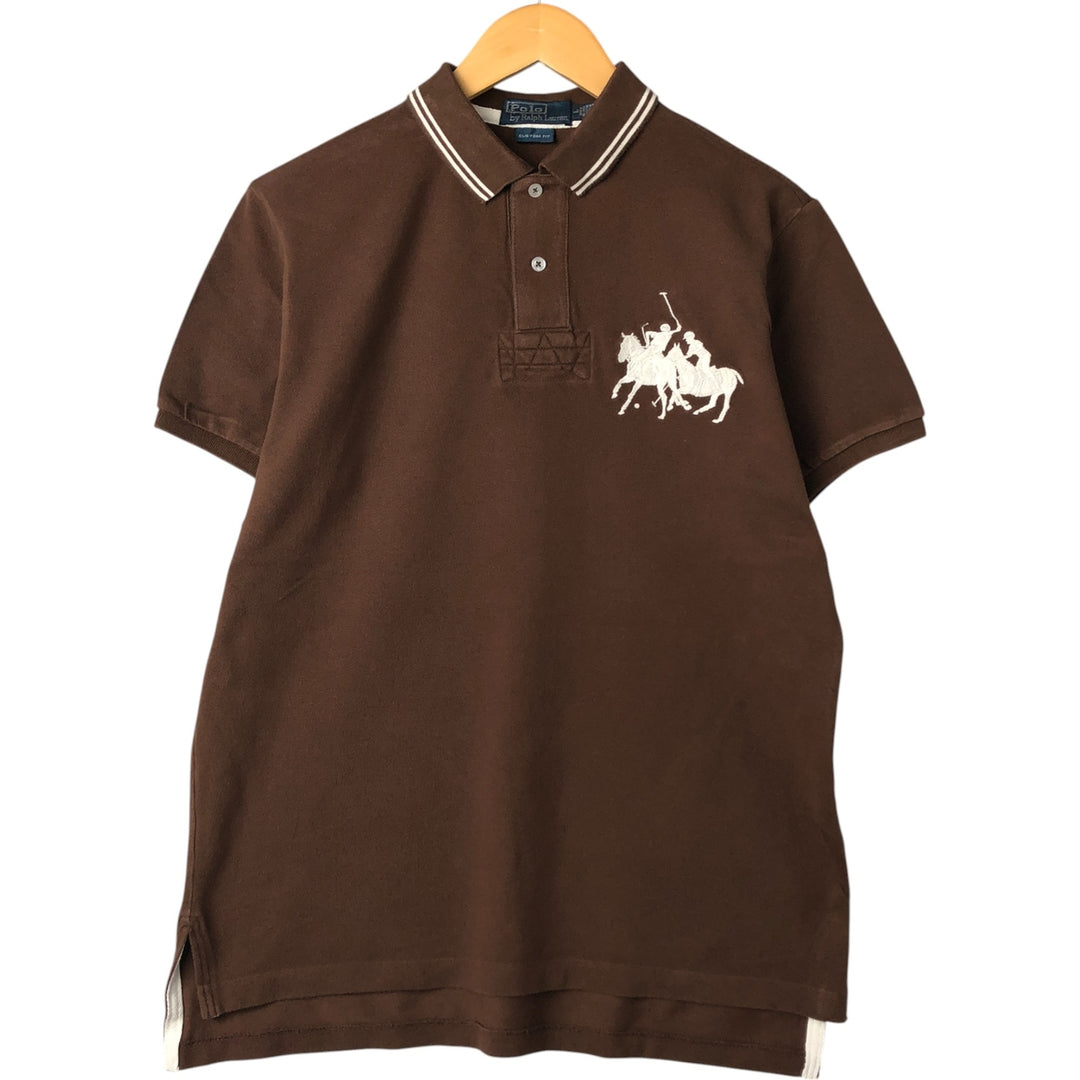 Ralph Lauren POLO by Ralph Lauren CUSTOM FIT short sleeve polo shirt, men's size L cotton brown type Vintage Second Hand