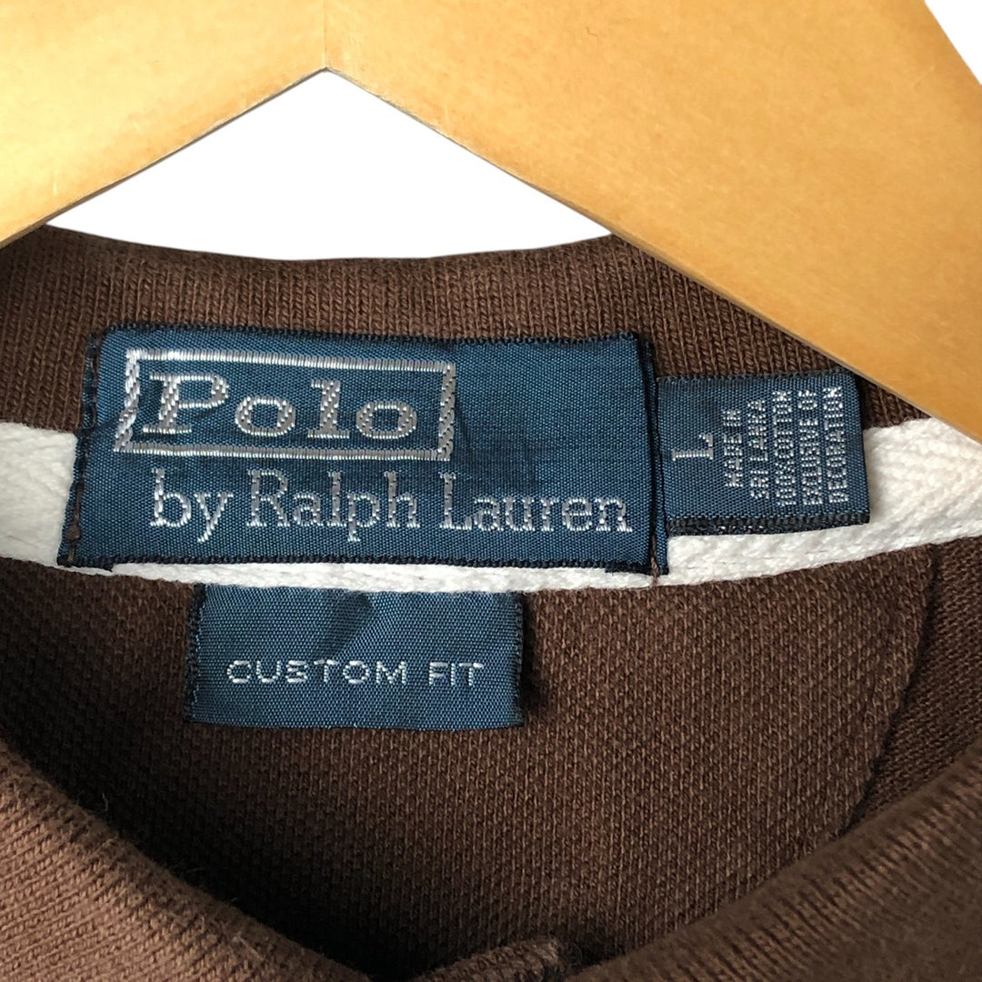 Ralph Lauren POLO by Ralph Lauren CUSTOM FIT short sleeve polo shirt, men's size L cotton brown type Vintage Second Hand