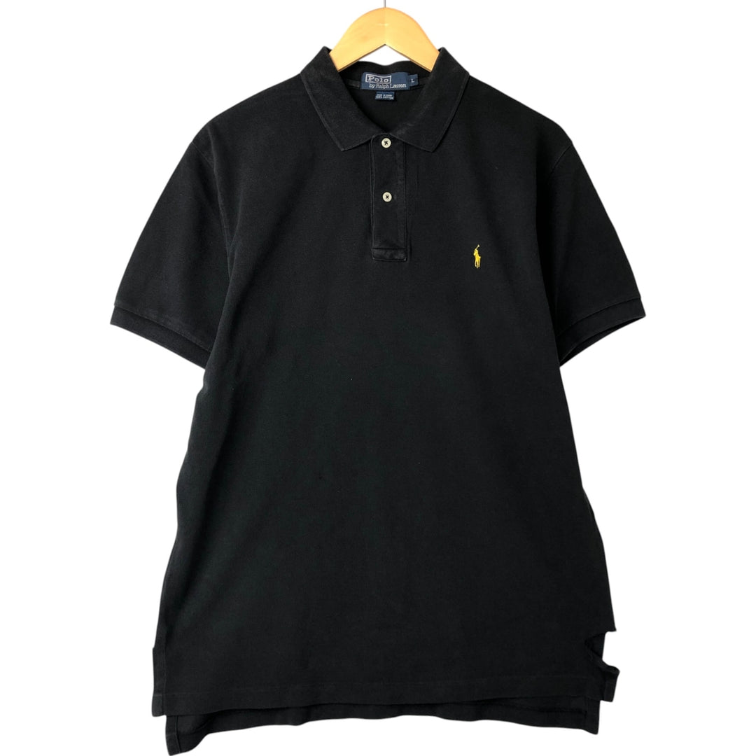 Ralph Lauren POLO by Ralph Lauren short sleeve polo shirt, men's size L cotton black type Vintage Second Hand