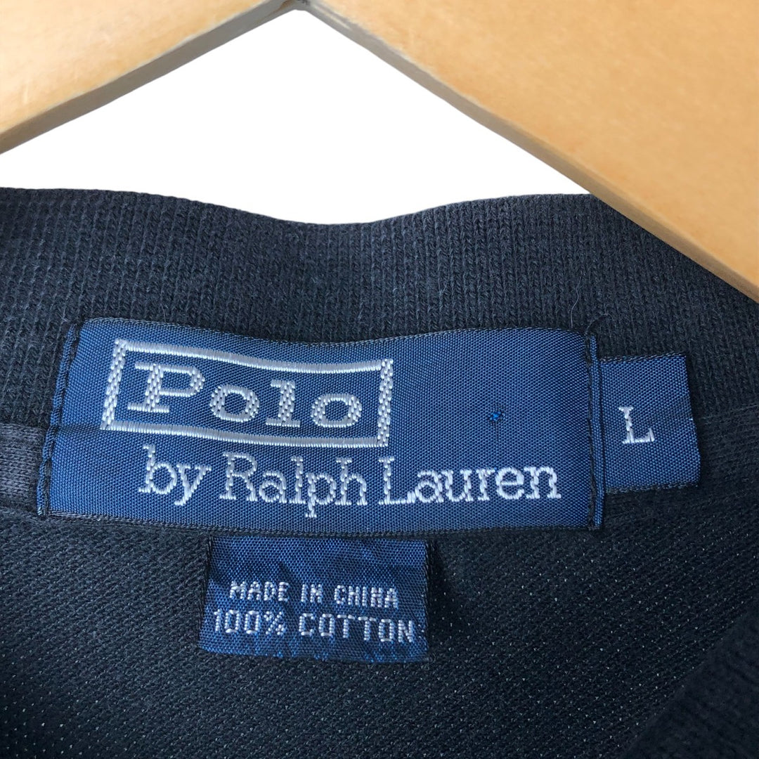Ralph Lauren POLO by Ralph Lauren short sleeve polo shirt, men's size L cotton black type Vintage Second Hand