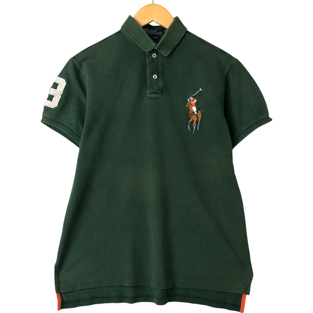 Ralph Lauren POLO by Ralph Lauren CUSTOM FIT Big Pony Short Sleeve Polo Shirt Men's M size cotton green type Vintage Second Hand