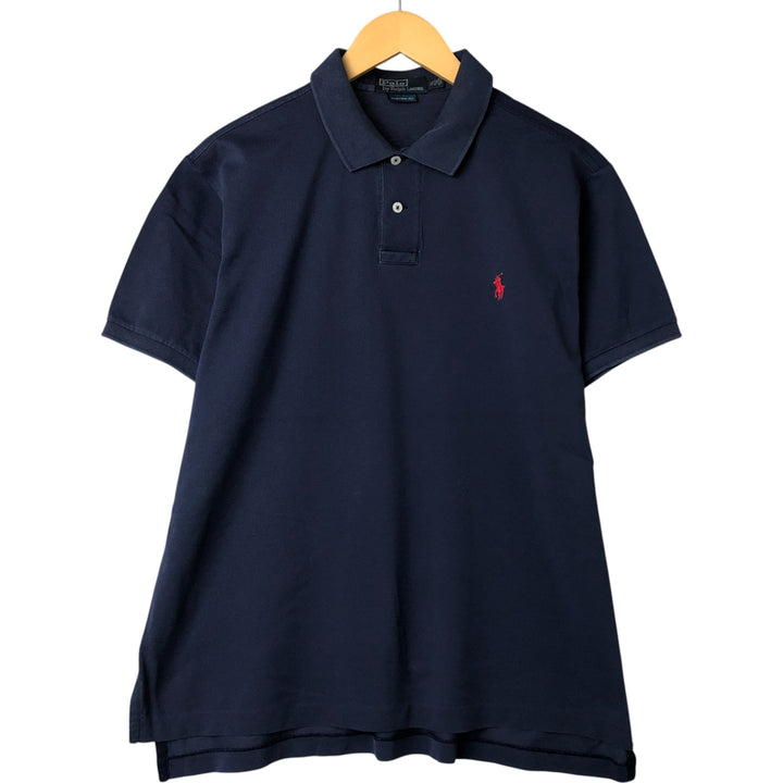 Ralph Lauren POLO by Ralph Lauren CUSTOM FIT short sleeve polo shirt, men's XL size cotton navy blue type Vintage Second Hand