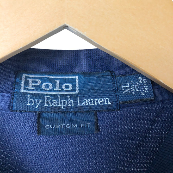 Ralph Lauren POLO by Ralph Lauren CUSTOM FIT short sleeve polo shirt, men's XL size cotton navy blue type Vintage Second Hand