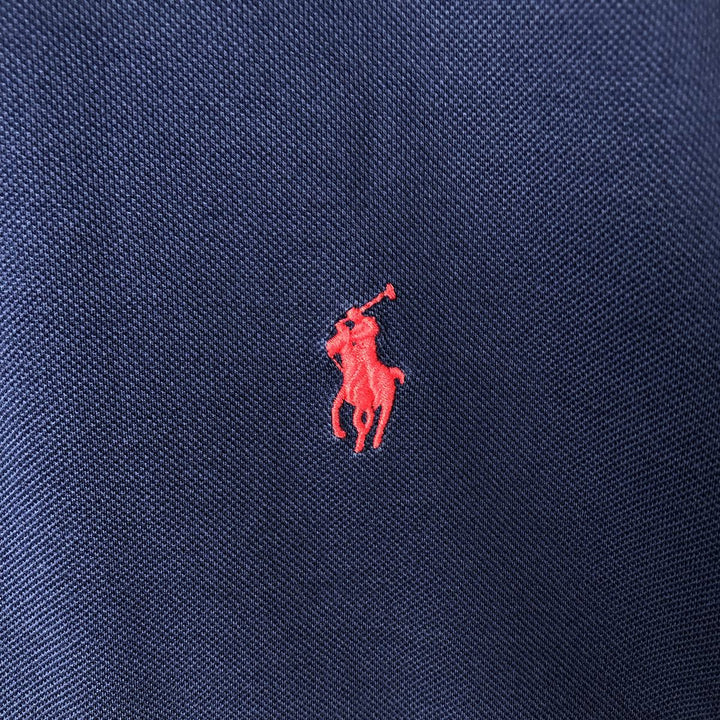 Ralph Lauren POLO by Ralph Lauren CUSTOM FIT short sleeve polo shirt, men's XL size cotton navy blue type Vintage Second Hand