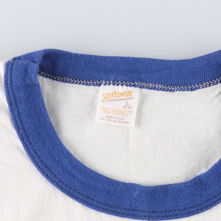 90'S SPORTSWEAR Ringer T-shirt, Made in USA, Men's L size, Vintage cotton white type Vintage Second Hand