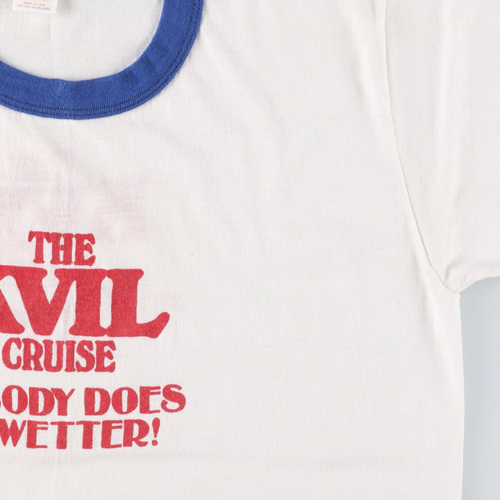 90'S SPORTSWEAR Ringer T-shirt, Made in USA, Men's L size, Vintage cotton white type Vintage Second Hand