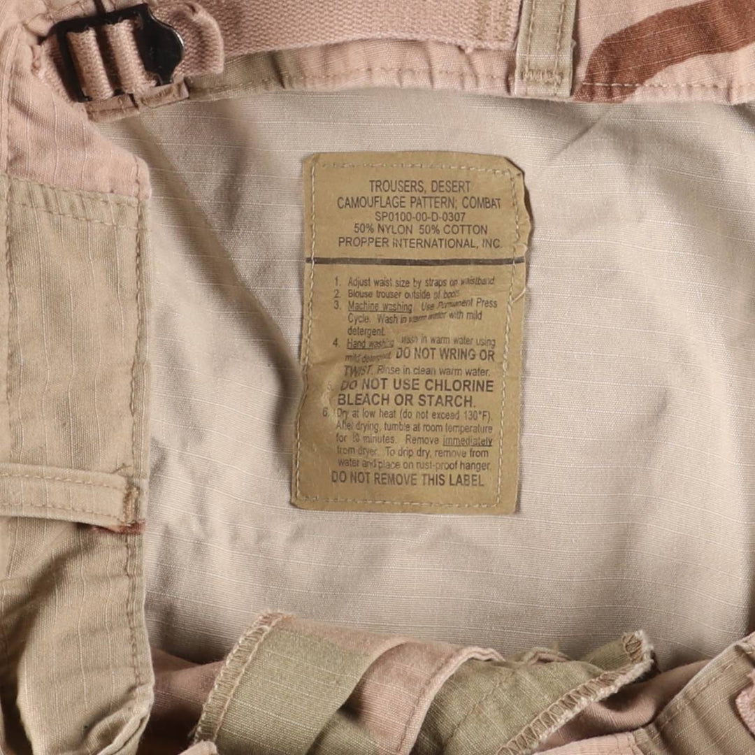 00'S US military genuine camouflage Pattern 3C desert camo military cargo pants combat pants made in USA SMALL-LONG men's w30 equivalent Nylon Khaki type beige Vintage Second Hand