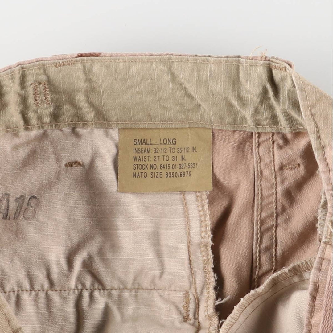 00'S US military genuine camouflage Pattern 3C desert camo military cargo pants combat pants made in USA SMALL-LONG men's w30 equivalent Nylon Khaki type beige Vintage Second Hand