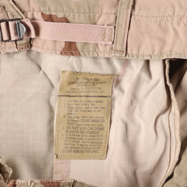 00'S US military genuine camouflage Pattern 3C desert camo military cargo pants combat pants made in USA SMALL-LONG men's w30 equivalent Nylon Khaki type beige Vintage Second Hand