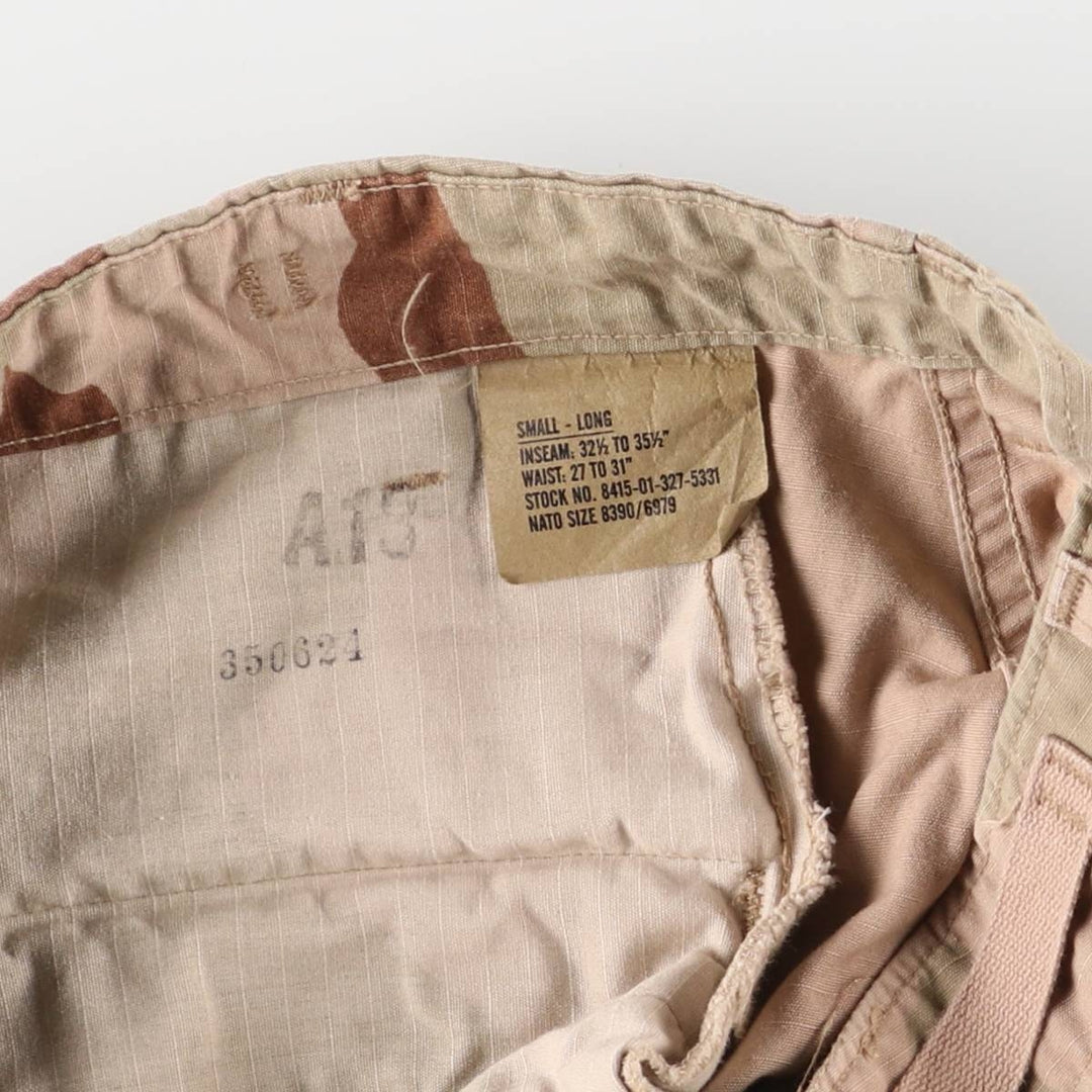 00'S US military genuine camouflage Pattern 3C desert camo military cargo pants combat pants made in USA SMALL-LONG men's w30 equivalent Nylon Khaki type beige Vintage Second Hand