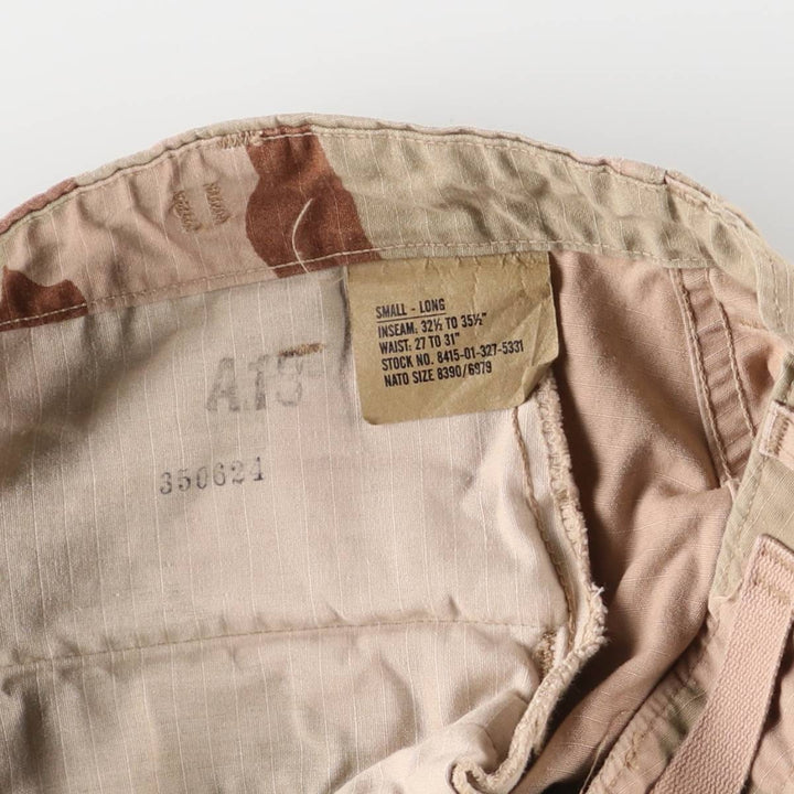 00'S US military genuine camouflage Pattern 3C desert camo military cargo pants combat pants made in USA SMALL-LONG men's w30 equivalent Nylon Khaki type beige Vintage Second Hand