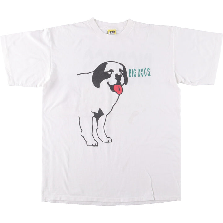 90'S BIG DOGS Dog Print T-Shirt, Men's XL Size, Vintage cotton white type Vintage Second Hand