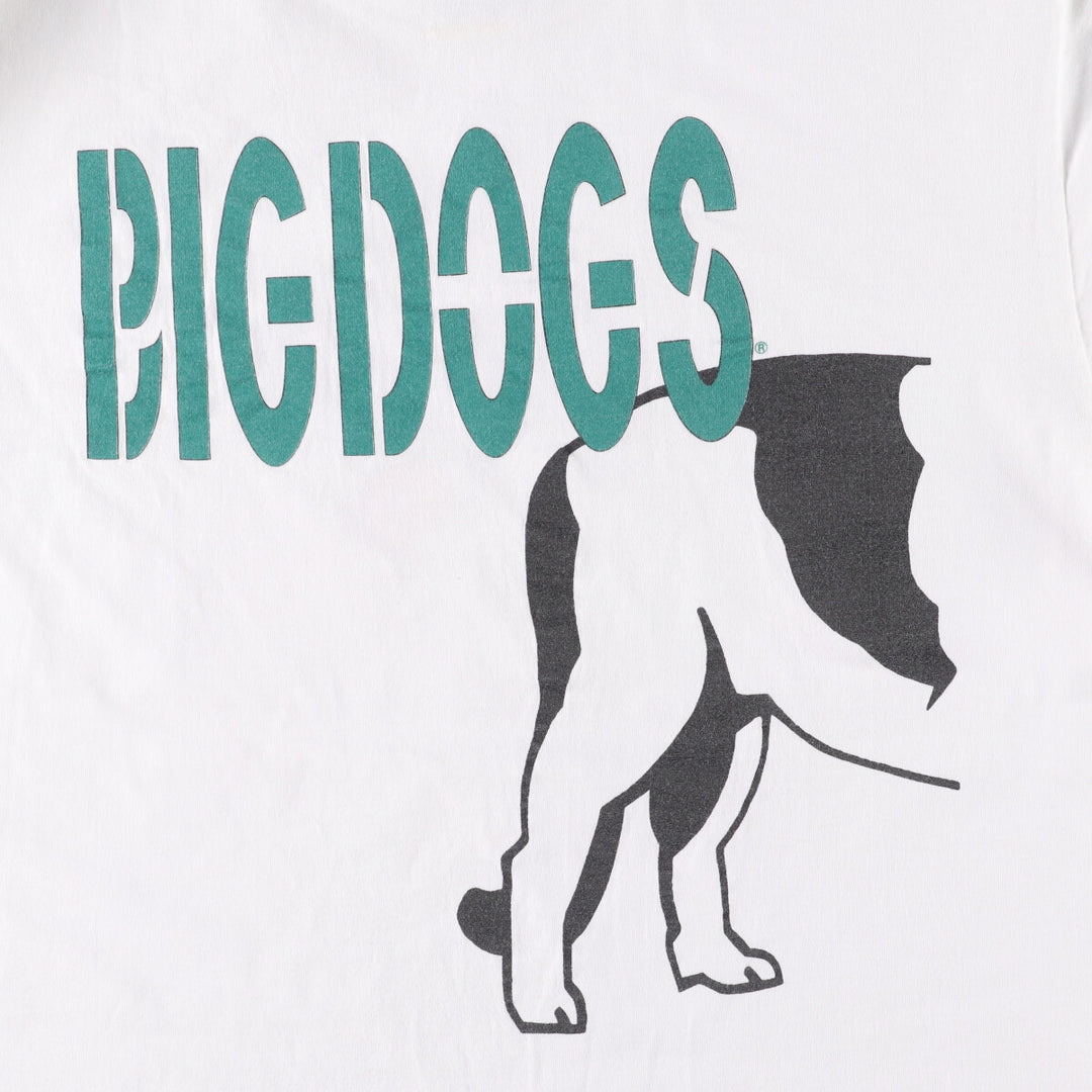 90'S BIG DOGS Dog Print T-Shirt, Men's XL Size, Vintage cotton white type Vintage Second Hand