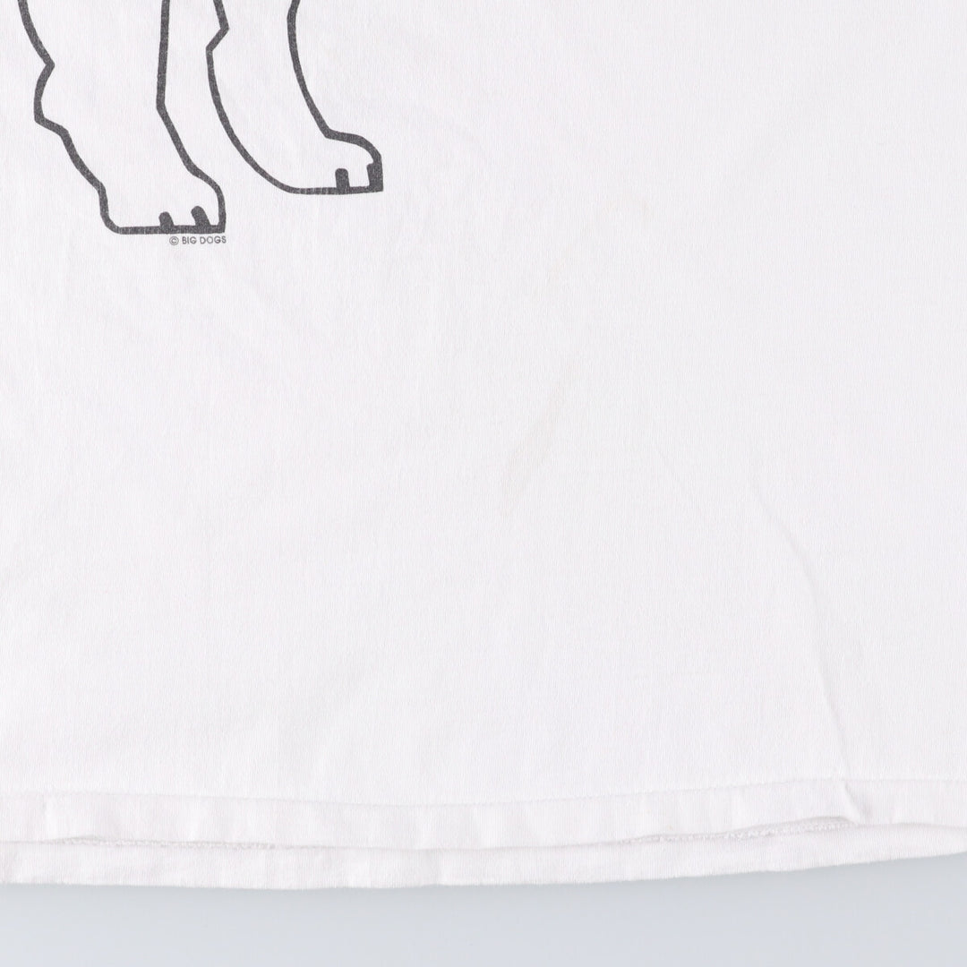 90'S BIG DOGS Dog Print T-Shirt, Men's XL Size, Vintage cotton white type Vintage Second Hand