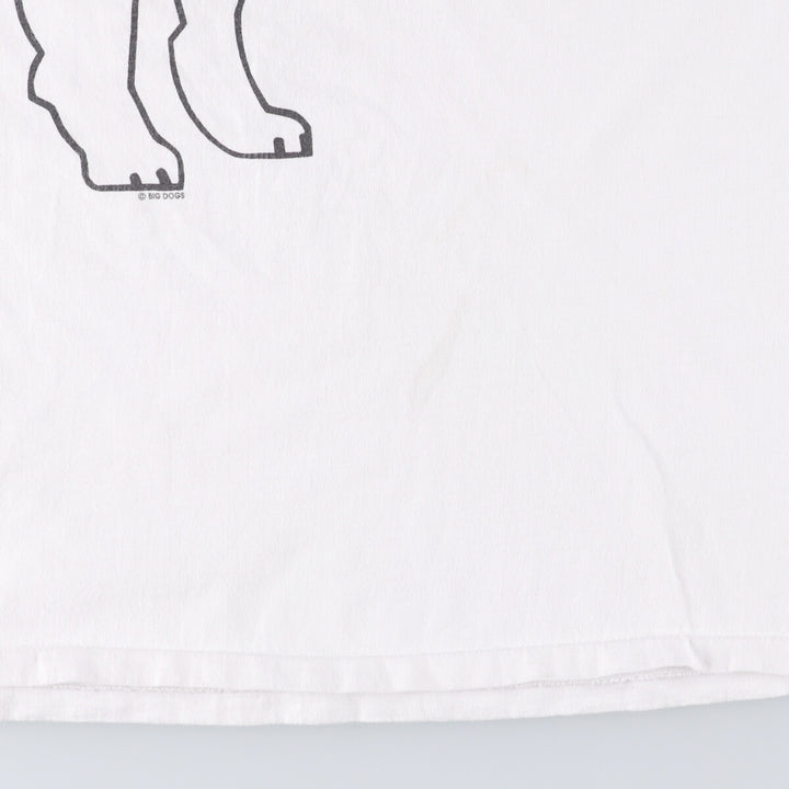 90'S BIG DOGS Dog Print T-Shirt, Men's XL Size, Vintage cotton white type Vintage Second Hand