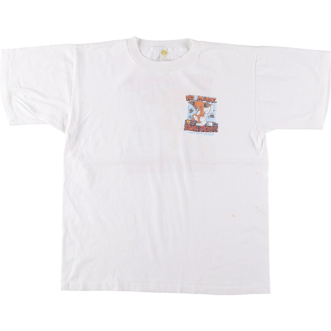 NO WAY Printed T-shirt, Men's Size L, Vintage cotton white type Vintage Second Hand