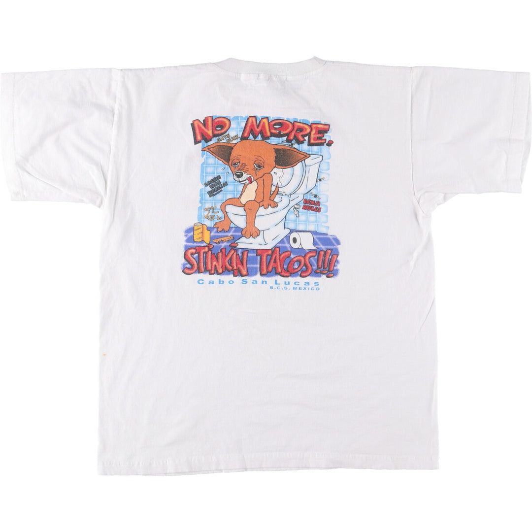 NO WAY Printed T-shirt, Men's Size L, Vintage cotton white type Vintage Second Hand