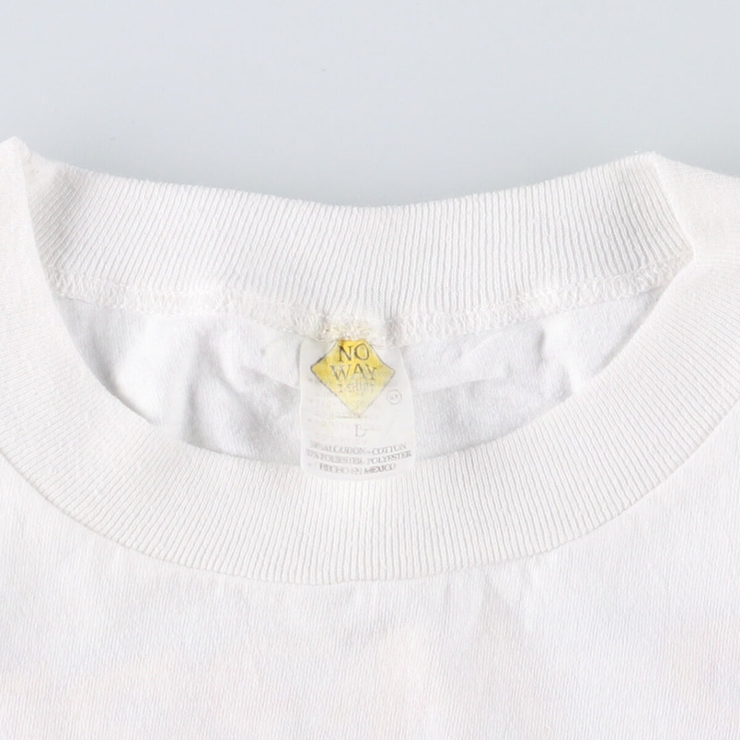 NO WAY Printed T-shirt, Men's Size L, Vintage cotton white type Vintage Second Hand