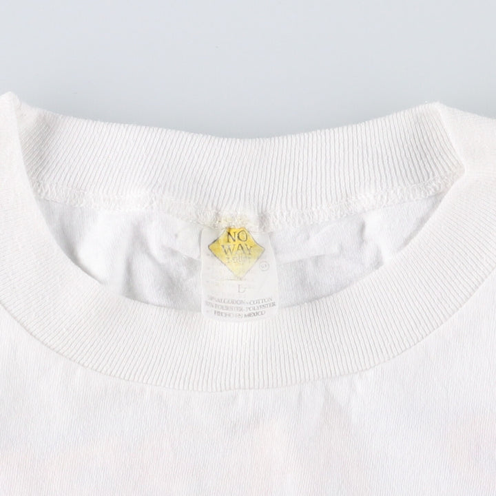 NO WAY Printed T-shirt, Men's Size L, Vintage cotton white type Vintage Second Hand