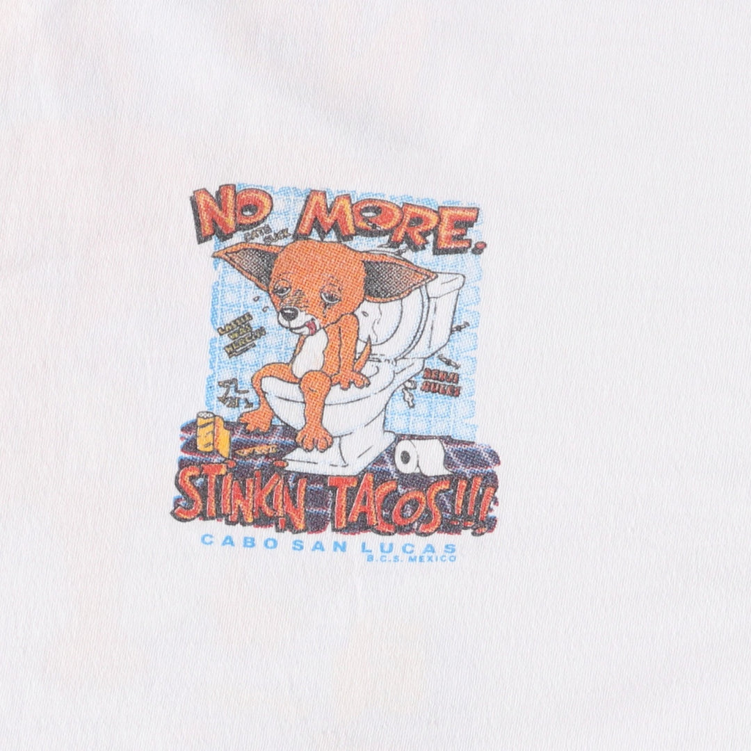 NO WAY Printed T-shirt, Men's Size L, Vintage cotton white type Vintage Second Hand