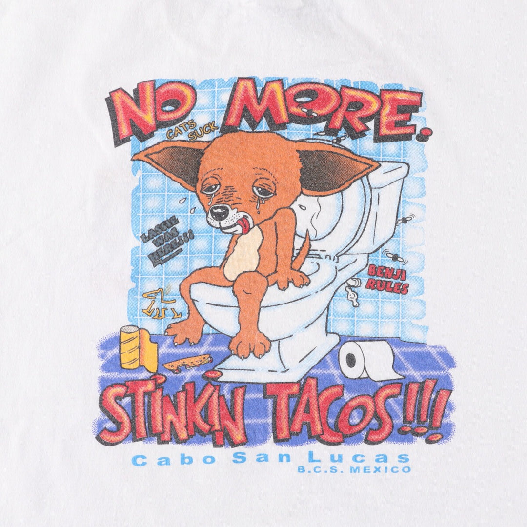 NO WAY Printed T-shirt, Men's Size L, Vintage cotton white type Vintage Second Hand