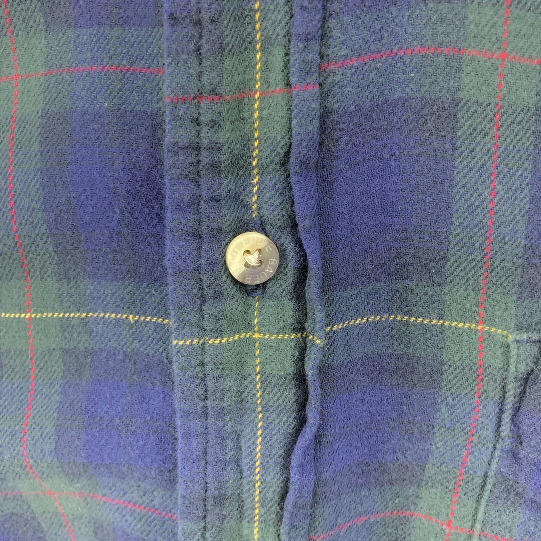 90s~00'S Eddie Bauer Blackwatch Check Long Sleeve Button Down Light Flannel Check Shirt Men's Size L cotton green type Vintage Second Hand