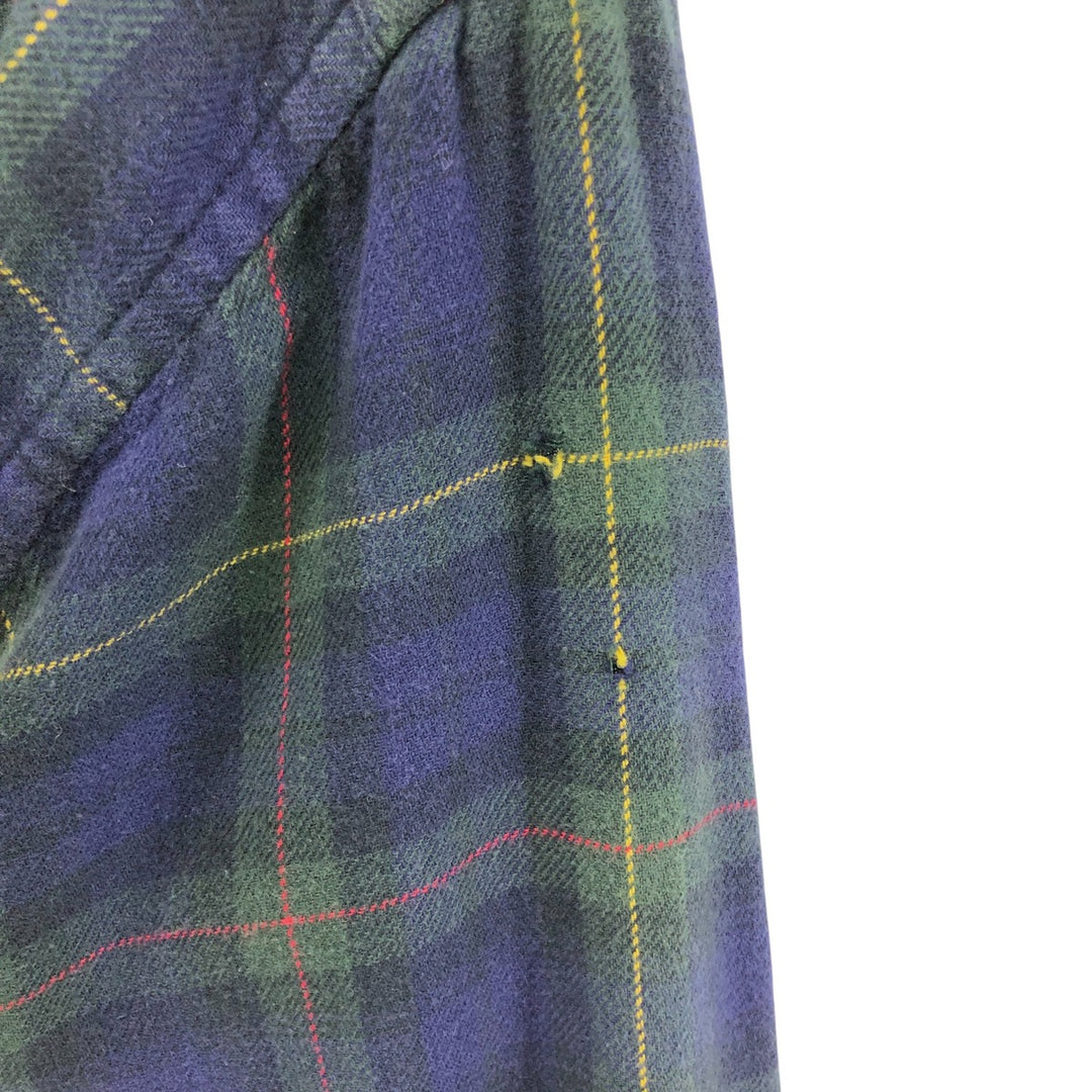90s~00'S Eddie Bauer Blackwatch Check Long Sleeve Button Down Light Flannel Check Shirt Men's Size L cotton green type Vintage Second Hand