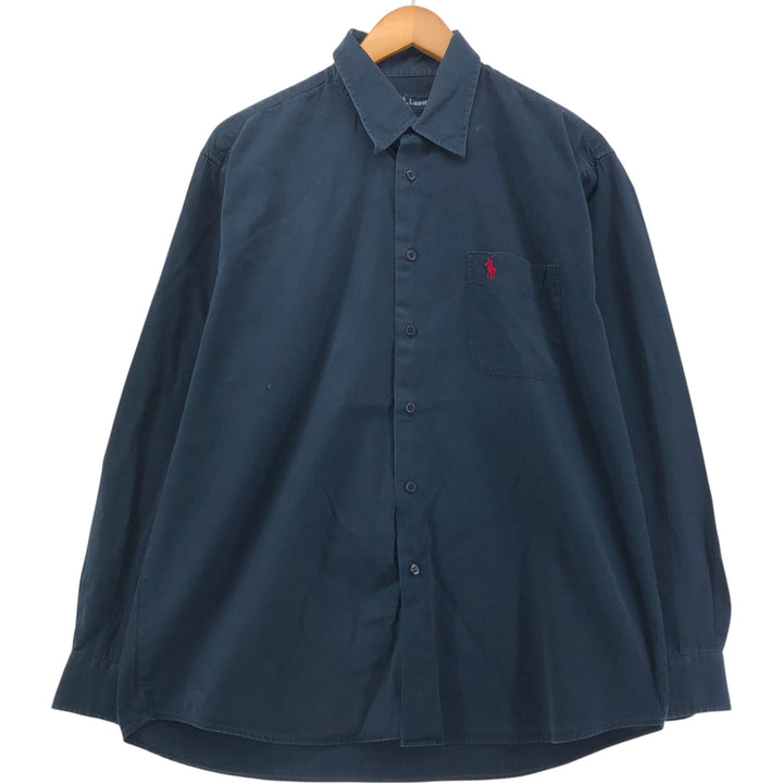 Ralph Lauren long sleeve cotton shirt, men's XL size cotton Indigo Vintage Second Hand