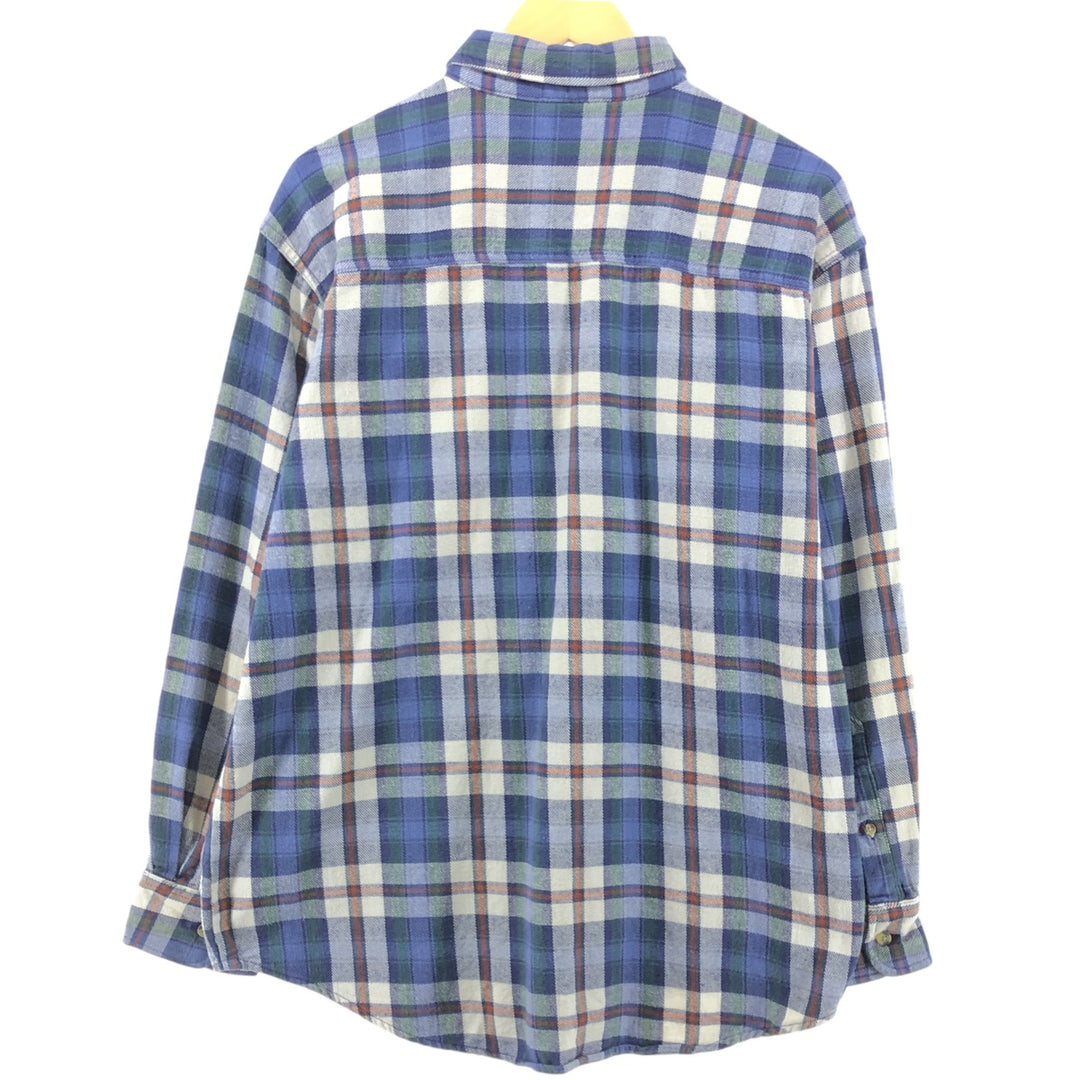 90'S North Crest Long Sleeve Flannel Check Shirt, Men's Size L, Vintage cotton blue type Vintage Second Hand