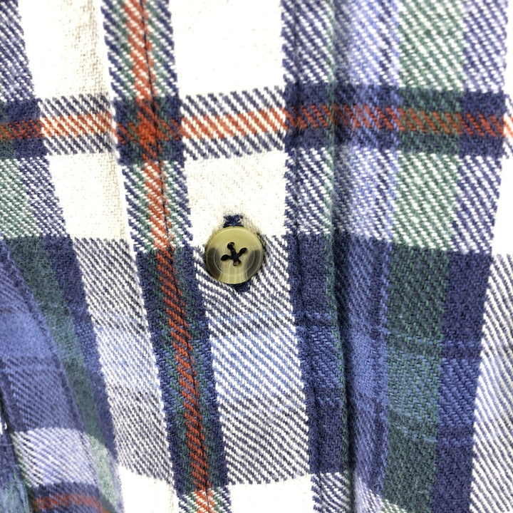 90'S North Crest Long Sleeve Flannel Check Shirt, Men's Size L, Vintage cotton blue type Vintage Second Hand